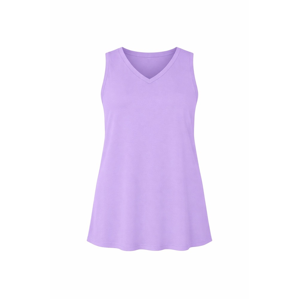 Denim & Co Womens 3X Essentials V Neck Knit Tank Top‎ Spring Lilac Stretch NWT